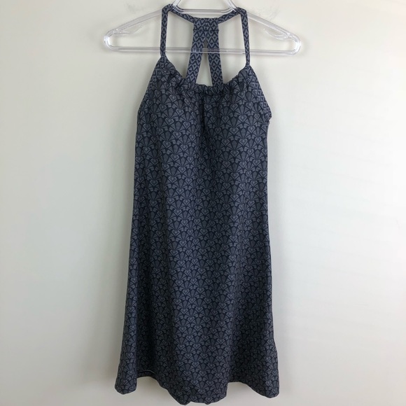 PrAna Quinn Dress is Charcoal Botanica Print - Picture 2 of 7